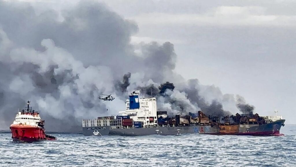 Singapore-flagged cargo ship fire: Police file case against owner, captain and crew of MV Wan Hai 503