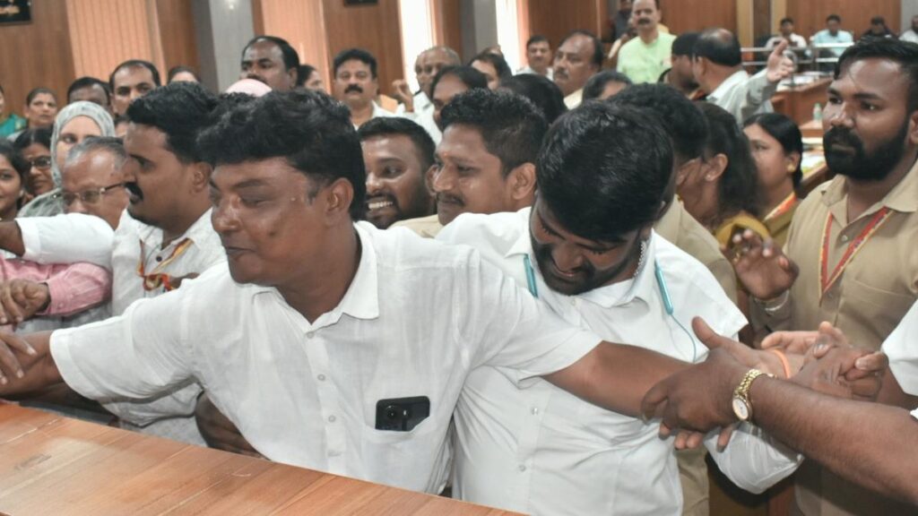 High drama over council meeting agenda results in suspension of three Congress councillors