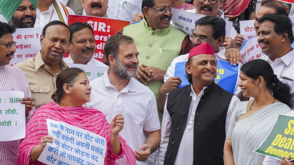 Opposition protests in Parliament against Bihar’s Special Intensive Revision of electoral rolls