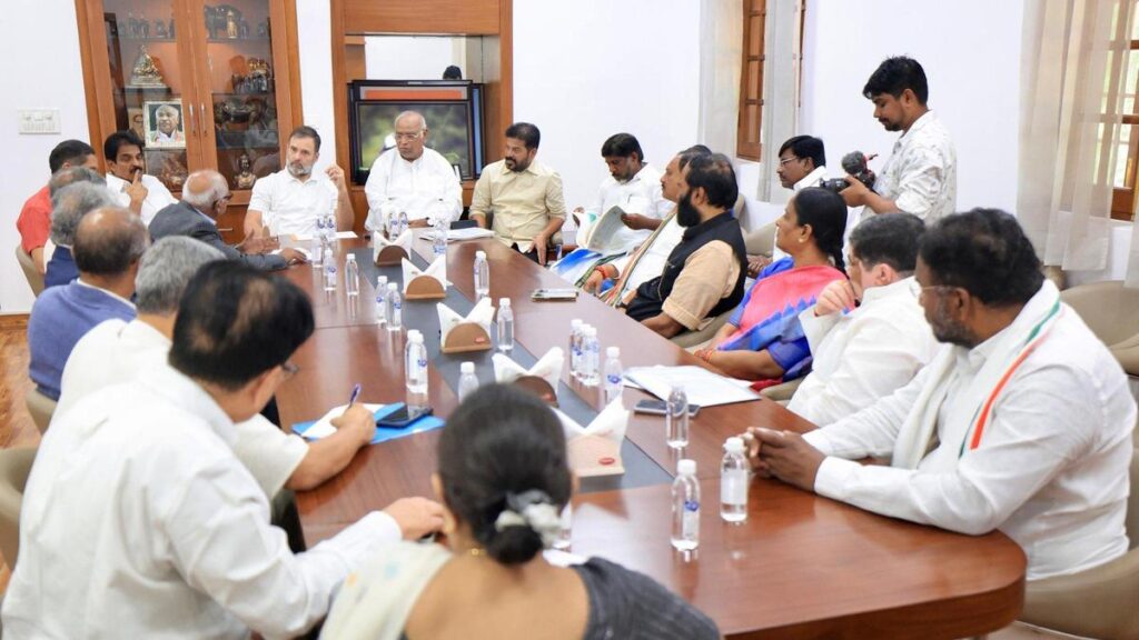 Telangana CM Revanth and his Cabinet colleagues meet Mallikarjun Kharge and Rahul Gandhi