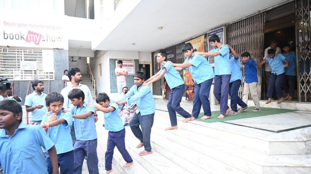 Visually challenged children watch “Hari Hara Veera Mallu”